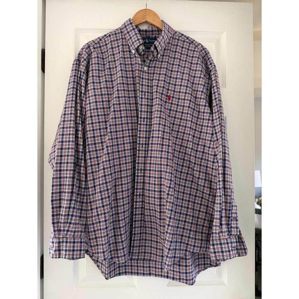 Ralph Lauren Vintage Blake Button Down Plaid‎ Shirt Preppy Classic Casual